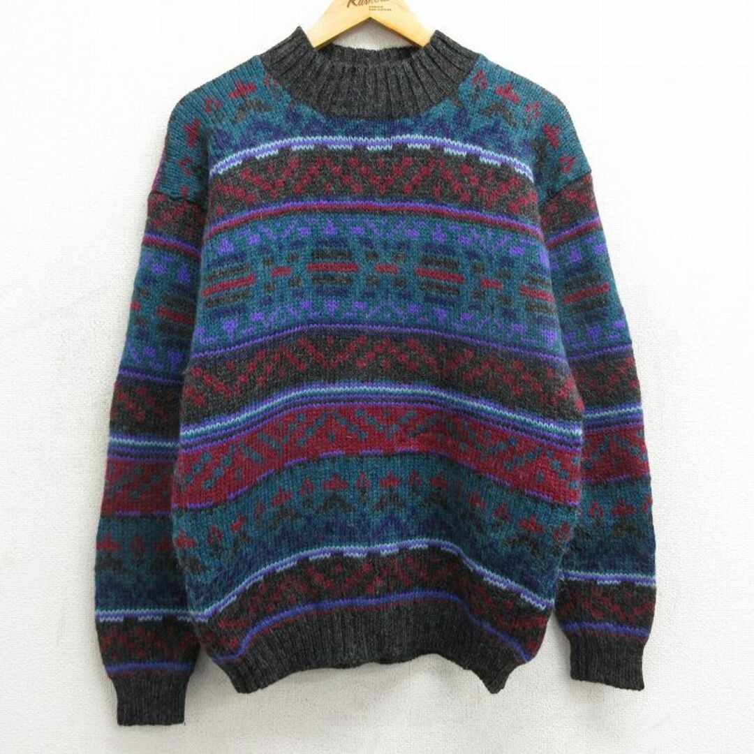 WOOLRICH(ウールリッチ)の古着 ウールリッチ WOOLRICH 長袖 セーター レディース 90年代 90s ウール モヘア ハイネック モックネック 濃グレー他 24jan15 中古 ニット トップス レディースのトップス(ニット/セーター)の商品写真