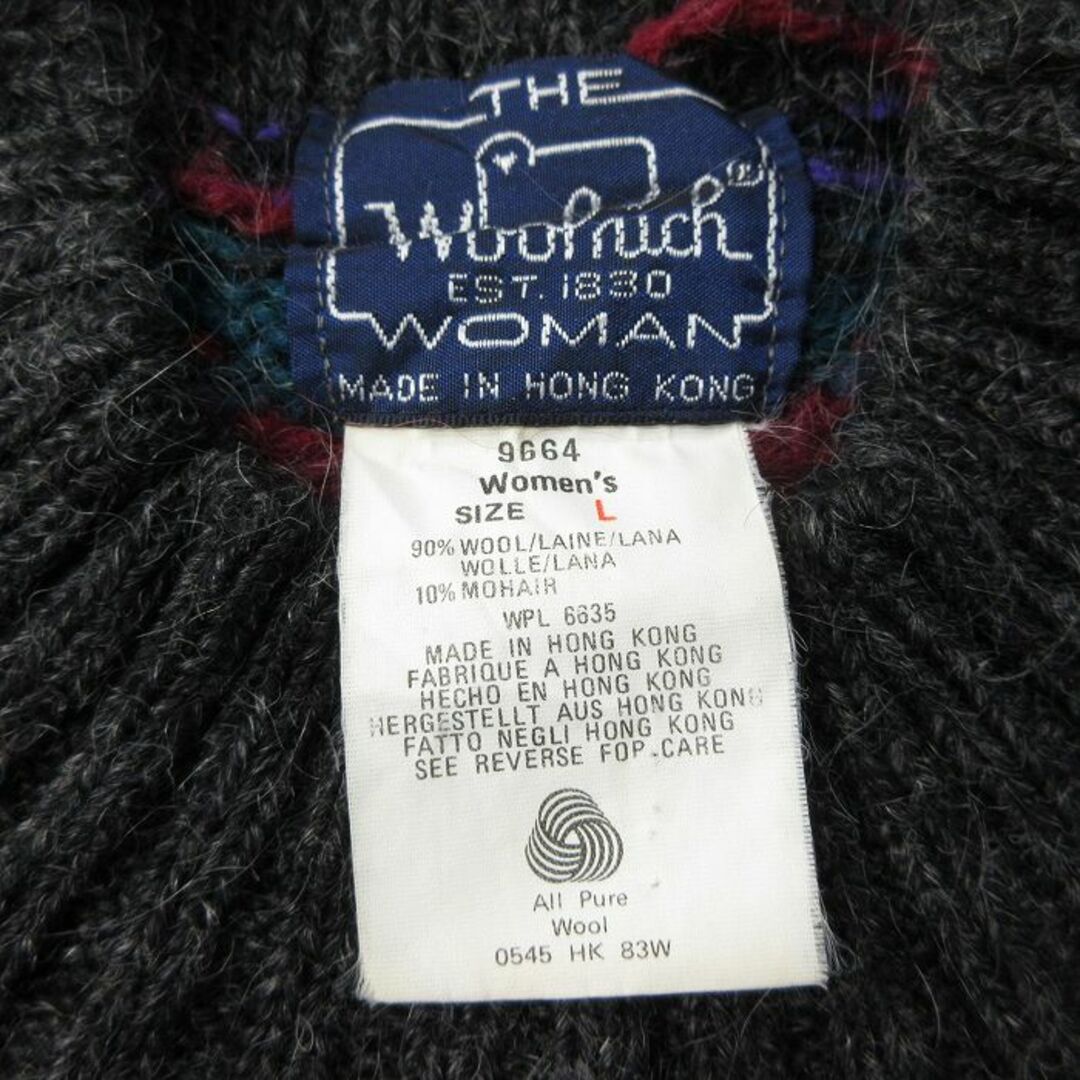 WOOLRICH(ウールリッチ)の古着 ウールリッチ WOOLRICH 長袖 セーター レディース 90年代 90s ウール モヘア ハイネック モックネック 濃グレー他 24jan15 中古 ニット トップス レディースのトップス(ニット/セーター)の商品写真