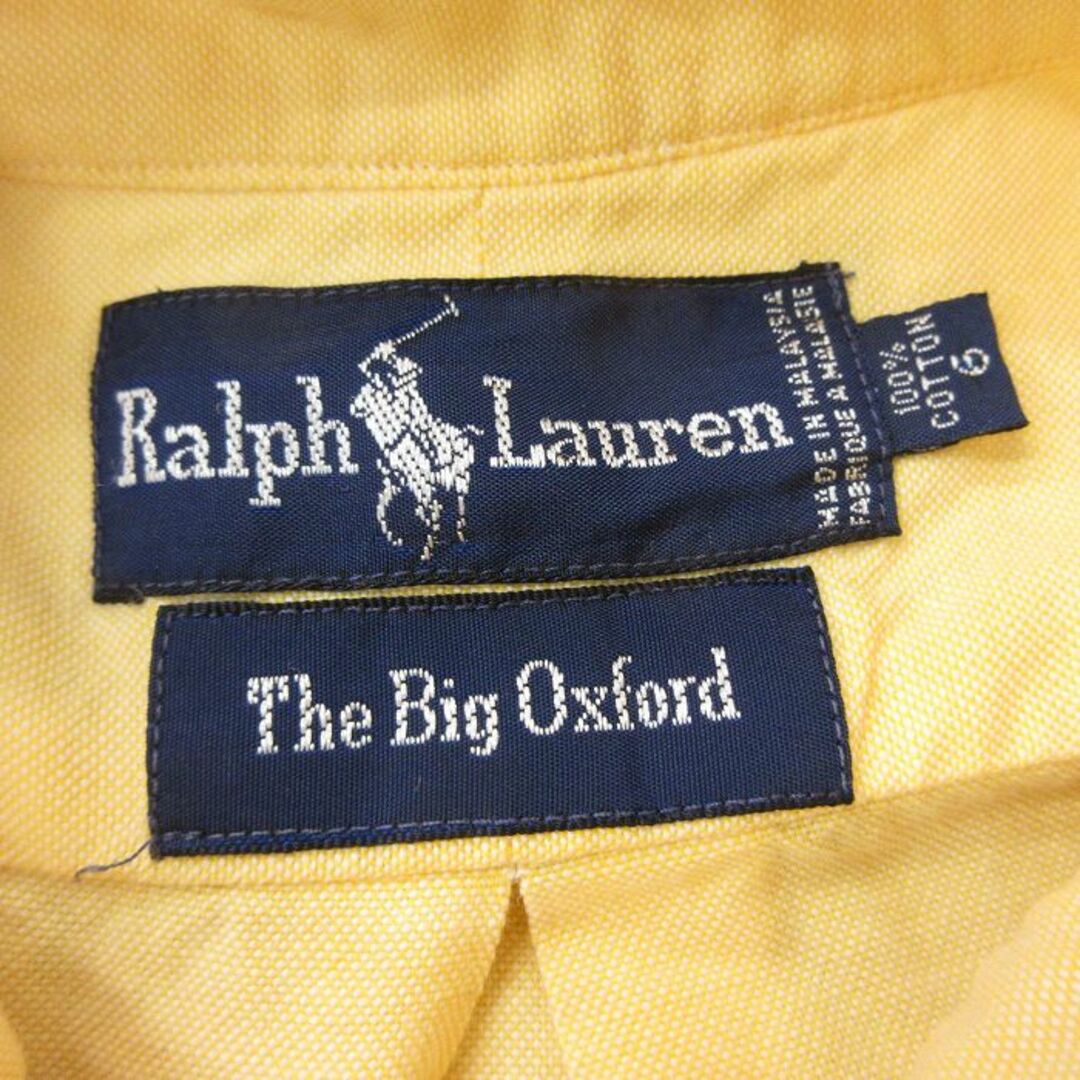 Ralph Lauren(ラルフローレン)の古着 ラルフローレン Ralph Lauren 長袖 ブランド シャツ レディース 90年代 90s ワンポイントロゴ ビッグオックスフォード コットン ボタンダウン 黄 イエロー 24jan17 中古 ブラウス トップス レディースのトップス(ポロシャツ)の商品写真