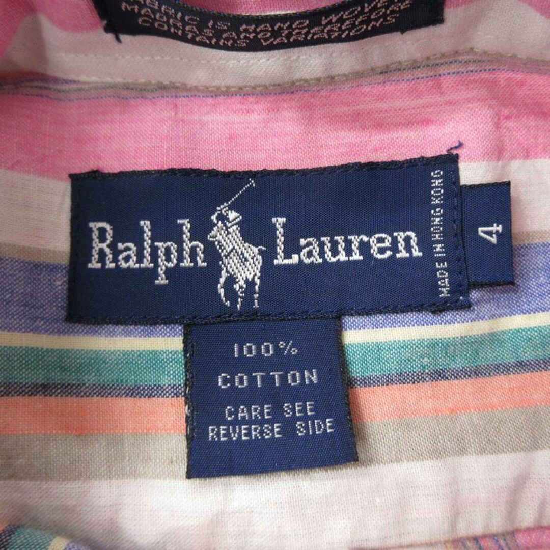 Ralph Lauren(ラルフローレン)の古着 ラルフローレン Ralph Lauren 長袖 ブランド シャツ レディース 90年代 90s コットン ピンク他 ストライプ 【spe】 24jan17 中古 ブラウス トップス レディースのトップス(ポロシャツ)の商品写真