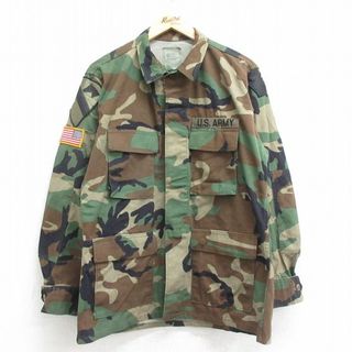 XL★古着 長袖 ミリタリー ジャケット メンズ 90年代 90s コンバット ウッドランドカモ USA製 緑 グリーン 迷彩 24jan12 中古 アウター フライト(ダッフルコート)