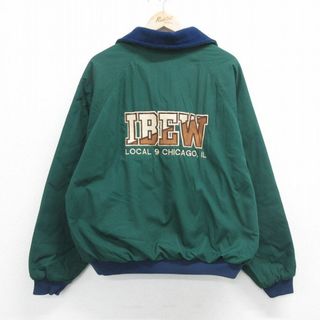 XL★古着 キングルイ 長袖 ジャケット メンズ 90年代 90s IBEW 刺繍 大きいサイズ ラグラン USA製 緑 グリーン 内側フリース 24jan11 中古 アウター(ダッフルコート)