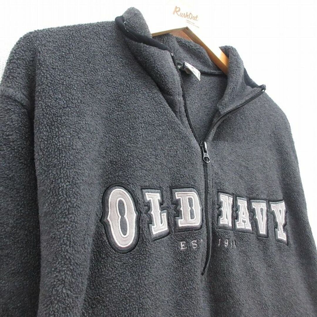 Old Navy(オールドネイビー)のL★古着 オールドネイビー 長袖 ハーフジップ フリース ジャケット メンズ ビッグロゴ 濃グレー 霜降り 24jan17 中古 アウター メンズのジャケット/アウター(ダッフルコート)の商品写真