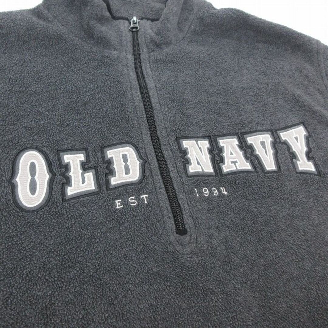 Old Navy(オールドネイビー)のL★古着 オールドネイビー 長袖 ハーフジップ フリース ジャケット メンズ ビッグロゴ 濃グレー 霜降り 24jan17 中古 アウター メンズのジャケット/アウター(ダッフルコート)の商品写真