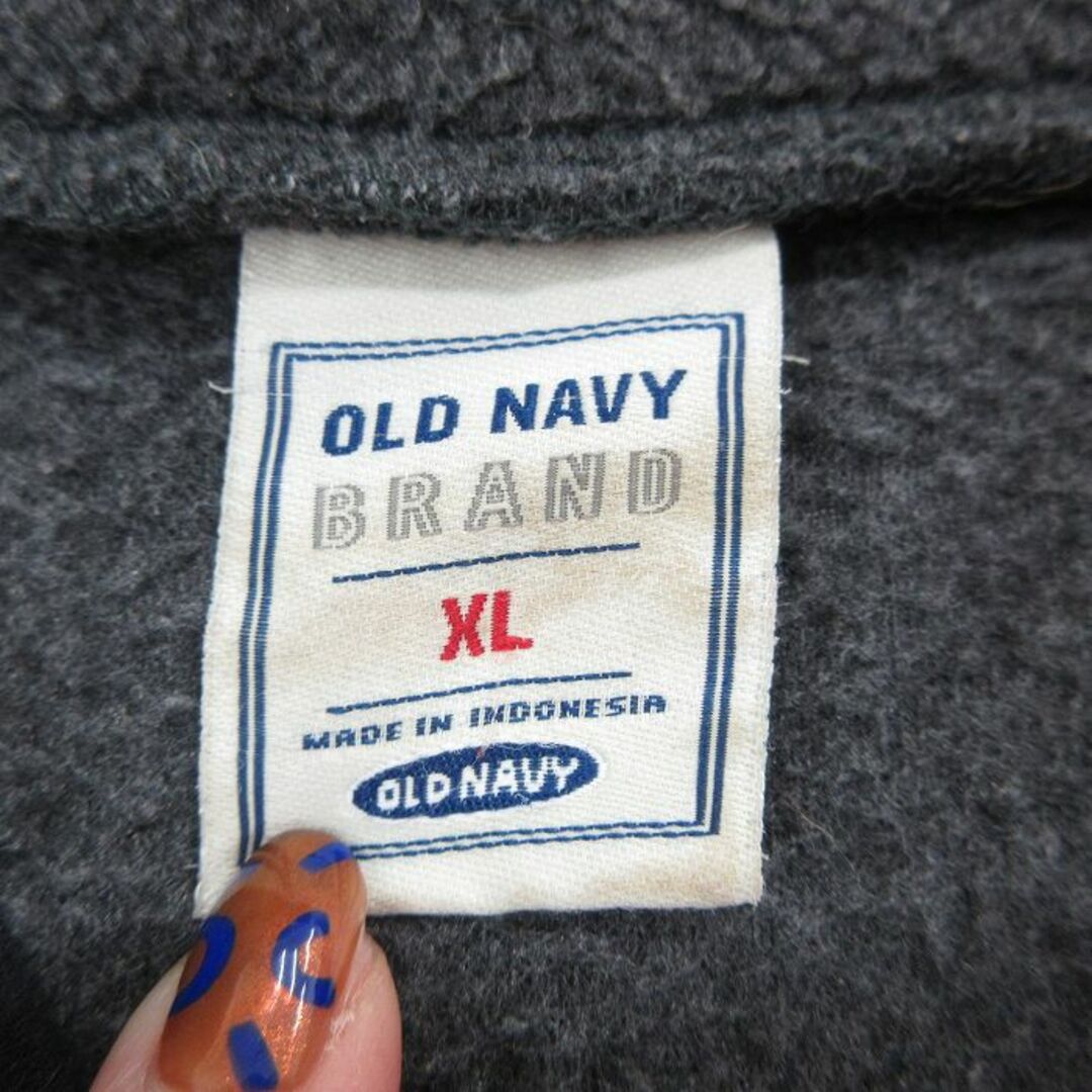 Old Navy(オールドネイビー)のL★古着 オールドネイビー 長袖 ハーフジップ フリース ジャケット メンズ ビッグロゴ 濃グレー 霜降り 24jan17 中古 アウター メンズのジャケット/アウター(ダッフルコート)の商品写真