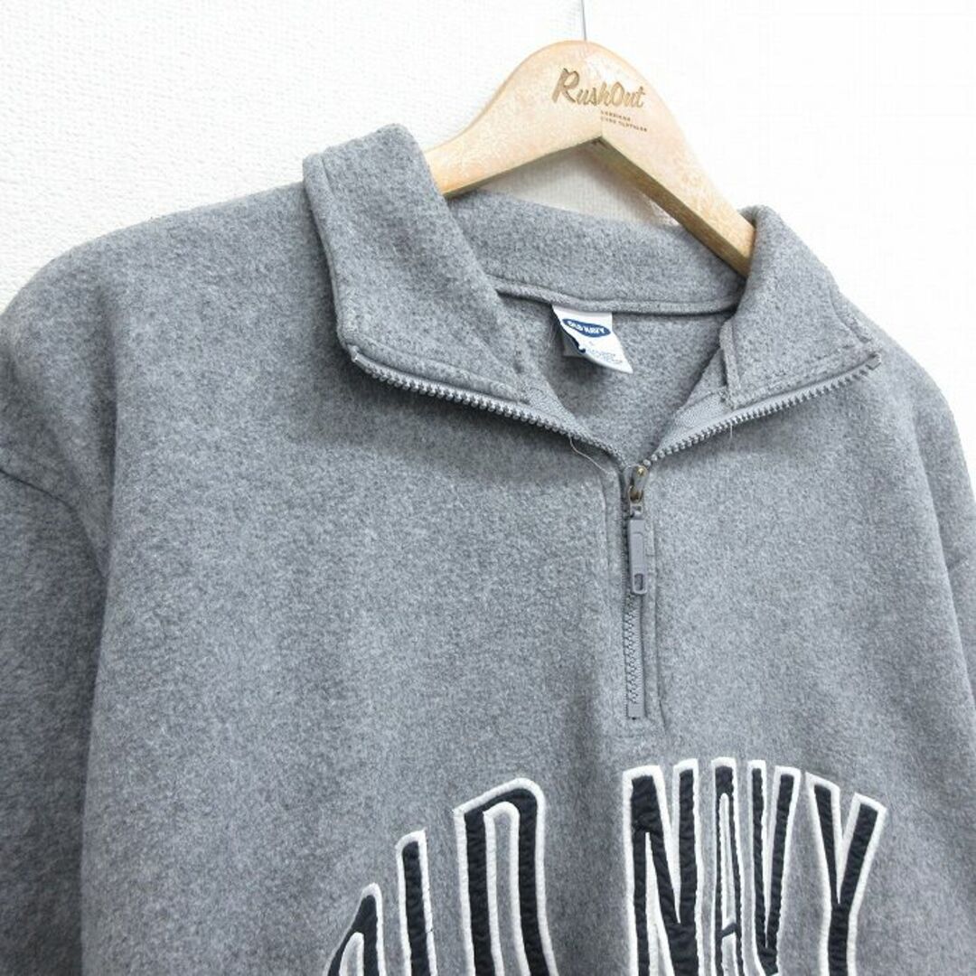 Old Navy(オールドネイビー)のL★古着 オールドネイビー OLD NAVY 長袖 ハーフジップ フリース ジャケット メンズ 00年代 00s ビッグロゴ 刺繍 グレー 霜降り 24jan20 中古 アウター メンズのジャケット/アウター(ダッフルコート)の商品写真