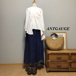 Antgauge - 良品 ANTGAUGE アントゲージ アシンメトリー デニムロングスカート^^☆