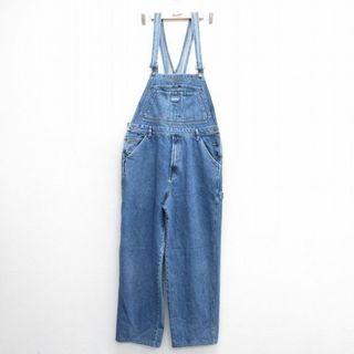 W37★古着 PACO JEANS オーバーオール メンズ 90年代 90s コットン 紺 ネイビー デニム 24jan20 中古 ボトムス(サロペット/オーバーオール)