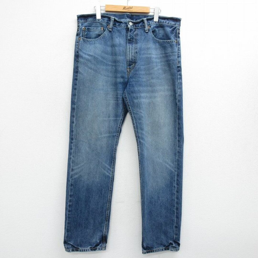 Levi's(リーバイス)のW38★古着 ジーンズ Levis リーバイス 505 メンズ ヒゲ コットン 紺 ネイビー デニム 24jan20 中古 ボトムス ジーパン Gパン ロング パンツ メンズのパンツ(ワークパンツ/カーゴパンツ)の商品写真