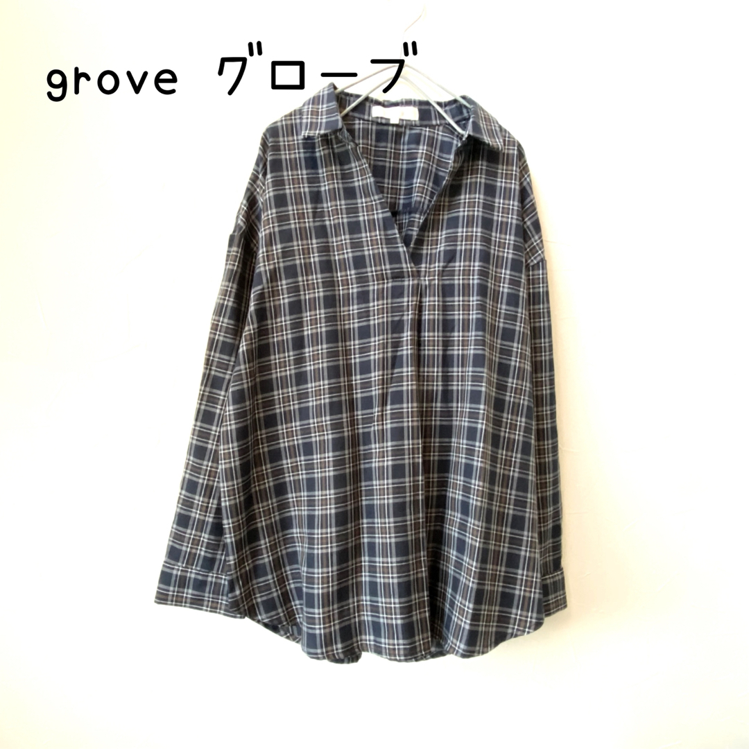 grove(グローブ)のgrove グローブ/M/ブラウス チェック レディースのトップス(シャツ/ブラウス(長袖/七分))の商品写真