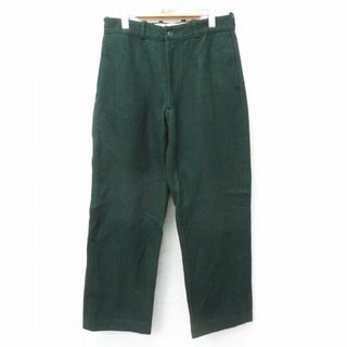 W32★古着 ビンテージ パンツ メンズ 70年代 70s ウール 緑 グリーン 24jan16 中古 ボトムス ロング(ワークパンツ/カーゴパンツ)