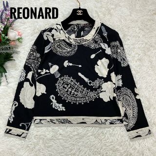 LEONARD - 美品✨レオナール シルク混カットソー 長袖 ペイズリー 花柄 