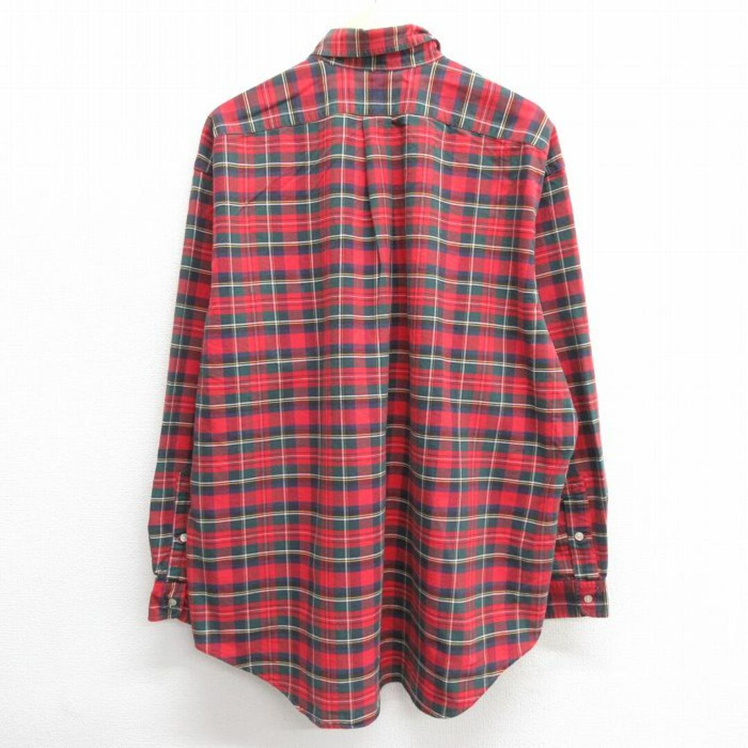 Ralph Lauren(ラルフローレン)のXL★古着 ラルフローレン Ralph Lauren 長袖 ブランド シャツ メンズ 90年代 90s ワンポイントロゴ BIG SHIRT 大きいサイズ コットン ボタンダウン 赤他 レッド タータン チェック 24jan13 中古 トップス メンズのトップス(シャツ)の商品写真