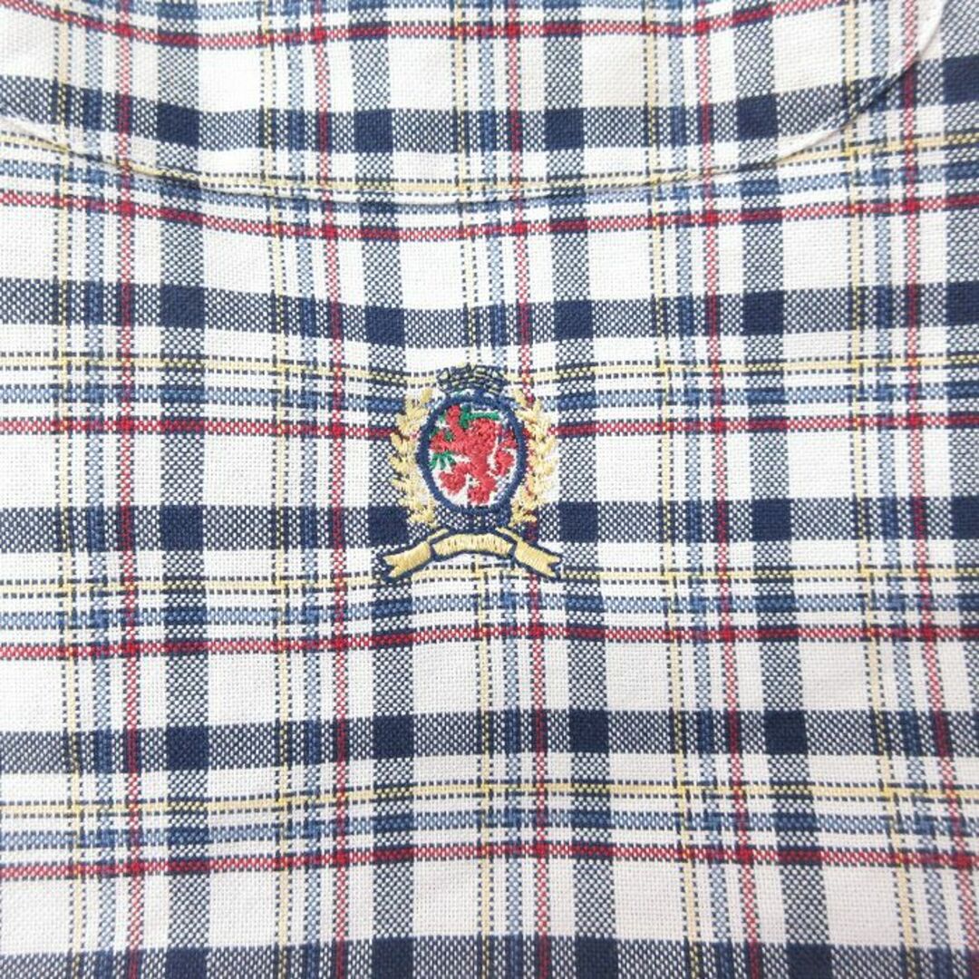 TOMMY HILFIGER(トミーヒルフィガー)のXL★古着 トミーヒルフィガー TOMMY HILFIGER 長袖 ブランド シャツ メンズ 90年代 90s ワンポイントロゴ 大きいサイズ ロング丈 コットン ボタンダウン 白系他 ホワイト チェック 24jan18 中古 トップス メンズのトップス(シャツ)の商品写真