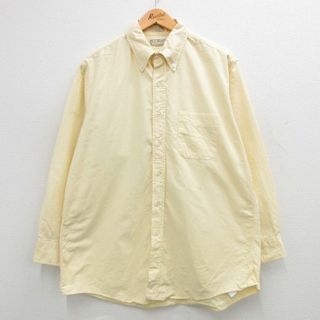 エルエルビーン(L.L.Bean)のXL★古着 エルエルビーン LLBEAN 長袖 ブランド シャツ メンズ 80年代 80s オックスフォード 大きいサイズ コットン ボタンダウン USA製 薄黄 イエロー 24jan20 中古 トップス(シャツ)