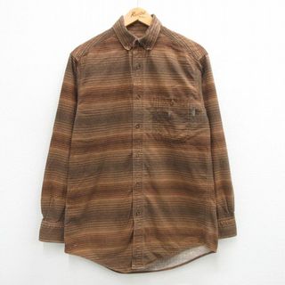 ウールリッチ(WOOLRICH)のL★古着 ウールリッチ WOOLRICH 長袖 フランネル シャツ メンズ ボタンダウン 濃茶他 ブラウン 24jan15 中古 トップス(シャツ)