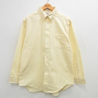 XL★古着 長袖 シャツ メンズ 90年代 90s ボタンダウン 薄黄 イエロー 24jan11 中古 トップス(シャツ)