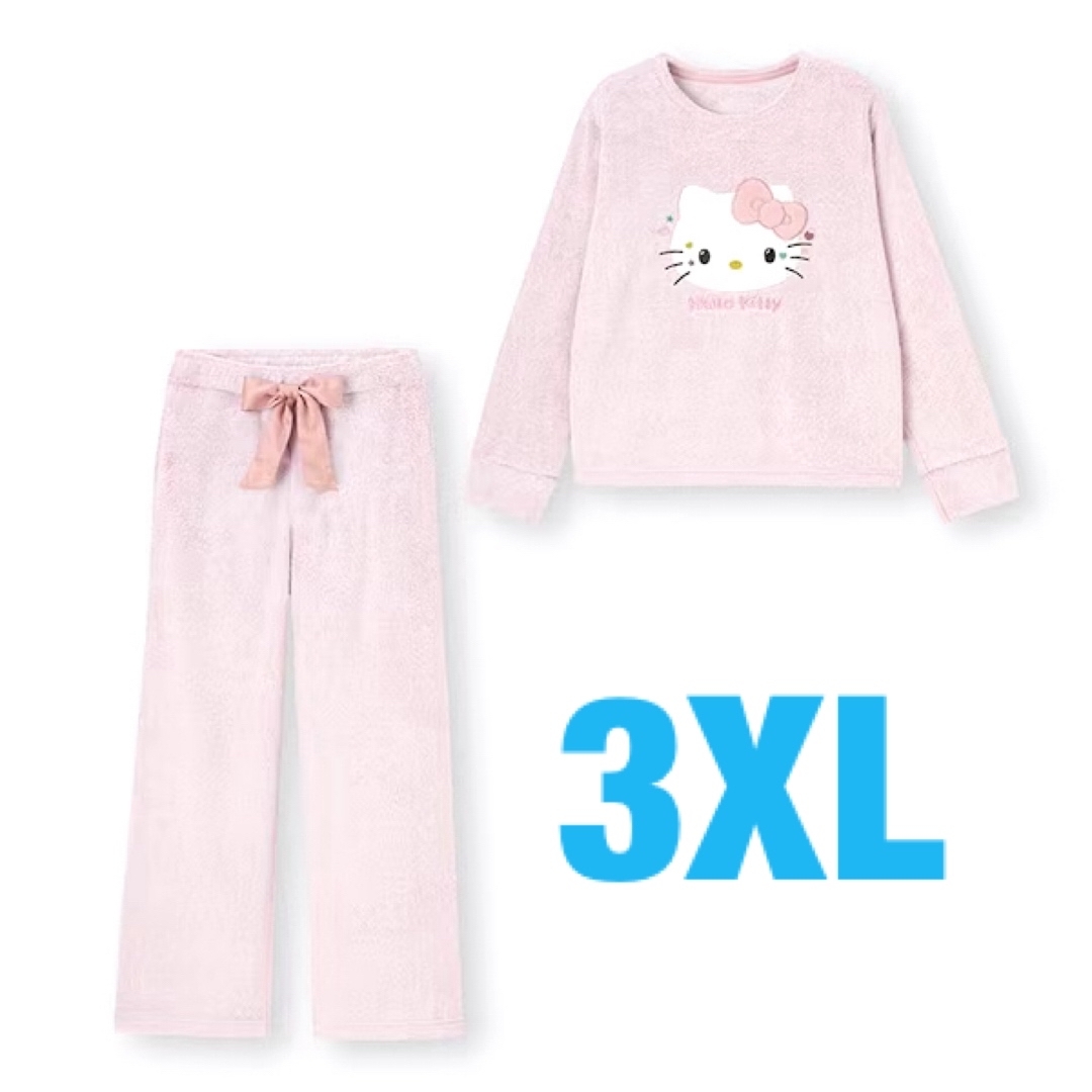 GU(ジーユー)のGU マシュマロフィールラウンジセット HELLO KITTY ピンク 3XL レディースのルームウェア/パジャマ(パジャマ)の商品写真