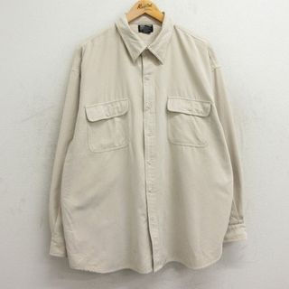 XL★古着 長袖 シャツ メンズ 00年代 00s 大きいサイズ 薄ベージュ カーキ 24jan19 中古 トップス(シャツ)