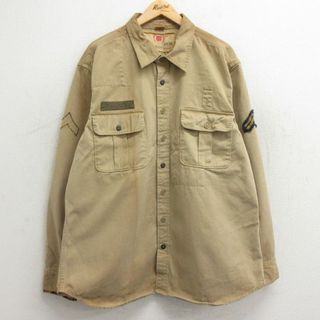 ギャップ(GAP)のXL★古着 ギャップ GAP 長袖 ミリタリー シャツ メンズ ロング丈 コットン ベージュ カーキ 24jan11 中古 トップス(シャツ)