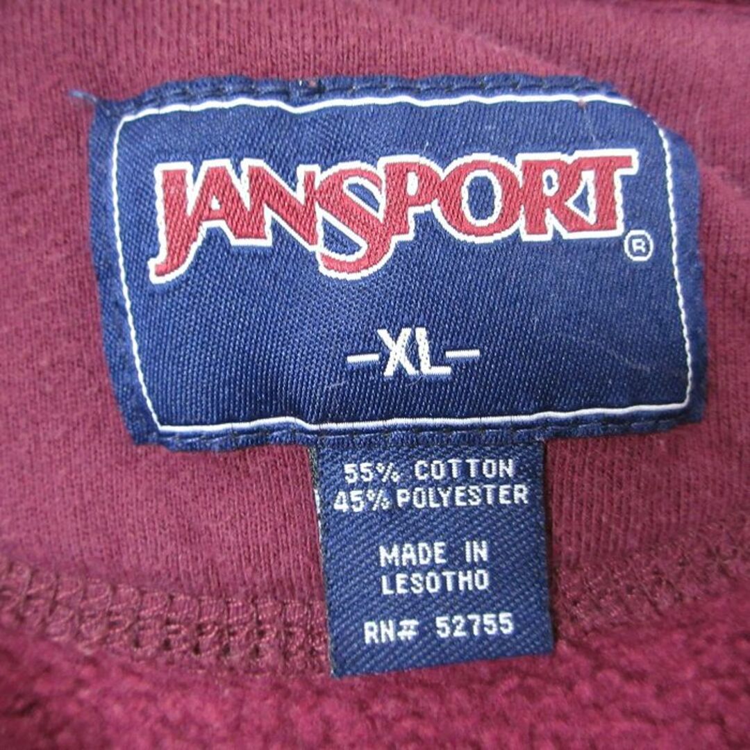 JANSPORT(ジャンスポーツ)のXL★古着 ジャンスポーツ 長袖 スウェット メンズ 00年代 00s カーディナルストリッチ 刺繍 大きいサイズ クルーネック エンジ 24jan12 中古 スエット トレーナー トップス メンズのトップス(パーカー)の商品写真