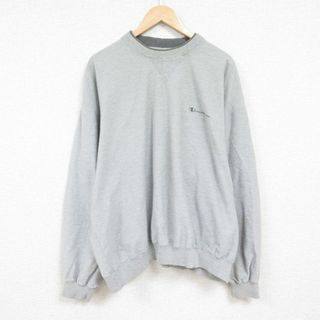 チャンピオン(Champion)のXL★古着 チャンピオン Champion 長袖 スウェット メンズ 00年代 00s ワンポイントロゴ 大きいサイズ クルーネック グレー 霜降り 24jan13 中古 スエット トレーナー トップス(パーカー)