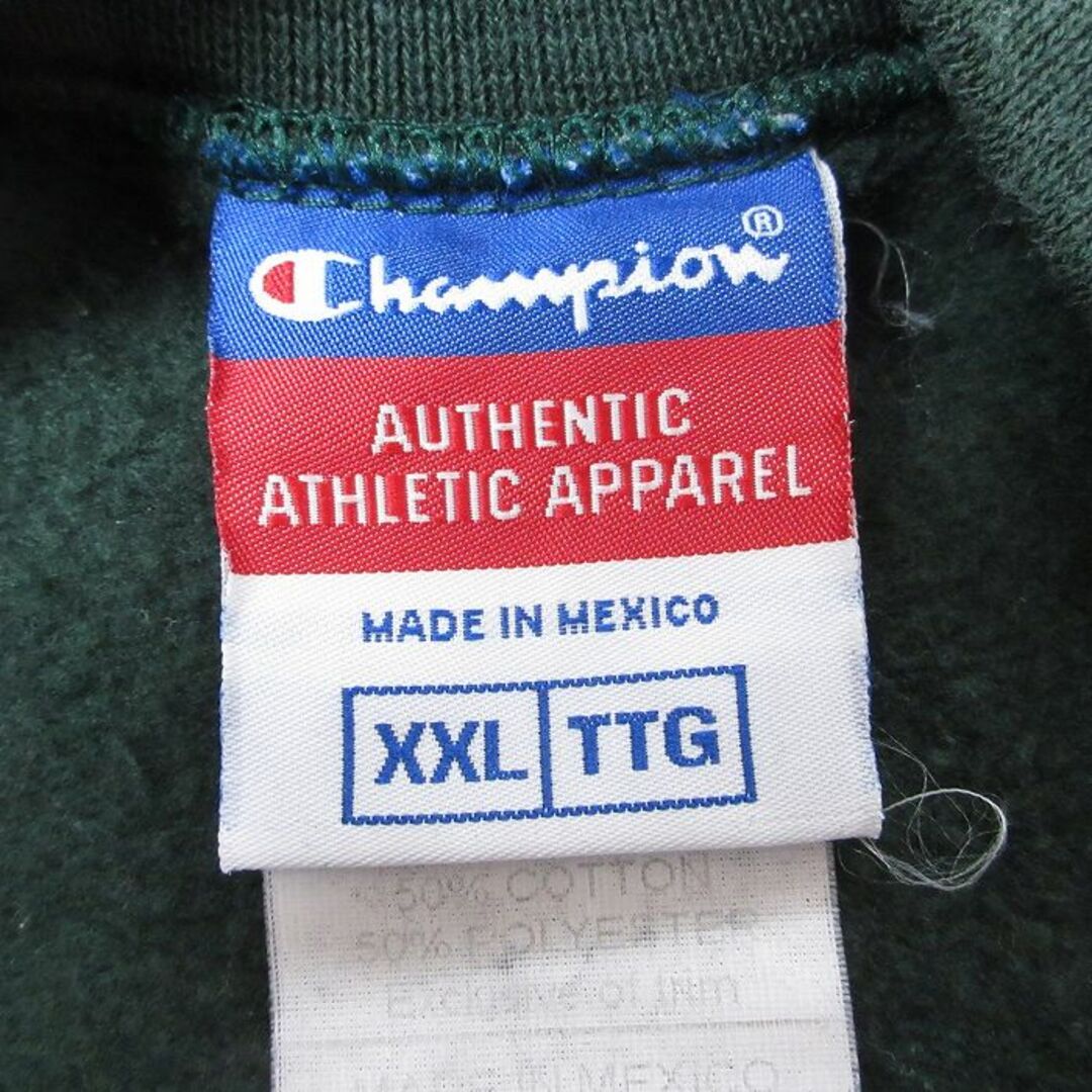 Champion(チャンピオン)のXL★古着 チャンピオン Champion 長袖 スウェット メンズ 00年代 00s オクラホマバプテスト 大学 大きいサイズ クルーネック 濃緑 グリーン 24jan13 中古 スエット トレーナー トップス メンズのトップス(パーカー)の商品写真