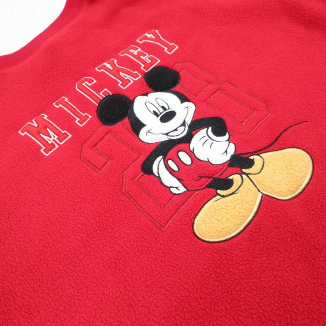 Disney(ディズニー)のXL★古着 長袖 フリース トップス メンズ 00年代 00s ディズニー DISNEY ミッキー MICKEY MOUSE 刺繍 大きいサイズ クルーネック 赤 レッド 24jan16 中古 スエット トレーナー メンズのトップス(その他)の商品写真