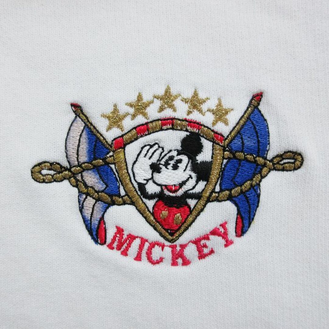 Disney(ディズニー)のL★古着 長袖 ハーフジップ スウェット メンズ 90年代 90s ディズニー DISNEY ミッキー MICKEY MOUSE USA製 白 ホワイト 24jan17 中古 スエット トレーナー トップス メンズのトップス(パーカー)の商品写真