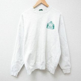 XL★古着 IZOD 長袖 スウェット メンズ 90年代 90s ワンポイントロゴ クルーネック USA製 薄グレー 霜降り 24jan17 中古 スエット トレーナー トップス(パーカー)