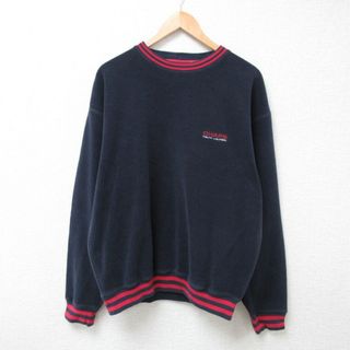 Ralph Lauren - XL★古着 ラルフローレン Ralph Lauren 長袖 ブランド フリース トップス メンズ 90年代 90s ワンポイントロゴ クルーネック 濃紺 ネイビー 24jan19 中古 スエット トレーナー