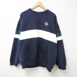 XL★古着 IZOD 長袖 スウェット メンズ 90年代 90s エバンストンゴルフクラブ マルチカラー 大きいサイズ クルーネック 濃紺 ネイビー 24jan19 中古 スエット トレーナー トップス(パーカー)