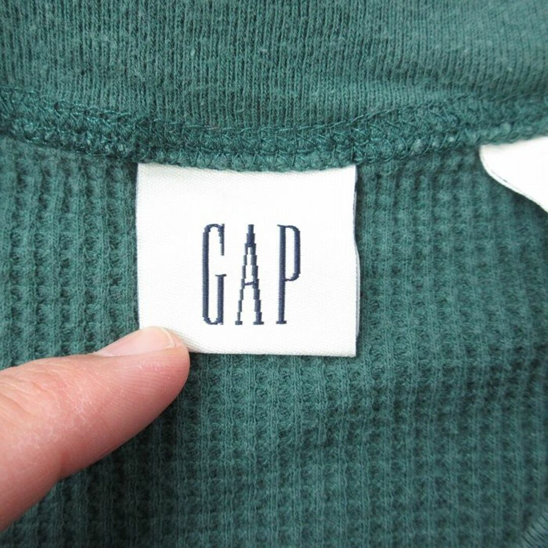 GAP(ギャップ)のL★古着 ギャップ GAP 長袖 ビンテージ サーマル Tシャツ メンズ 00年代 00s 無地 コットン ヘンリーネック 緑 グリーン 24jan18 中古 メンズのトップス(Tシャツ/カットソー(半袖/袖なし))の商品写真