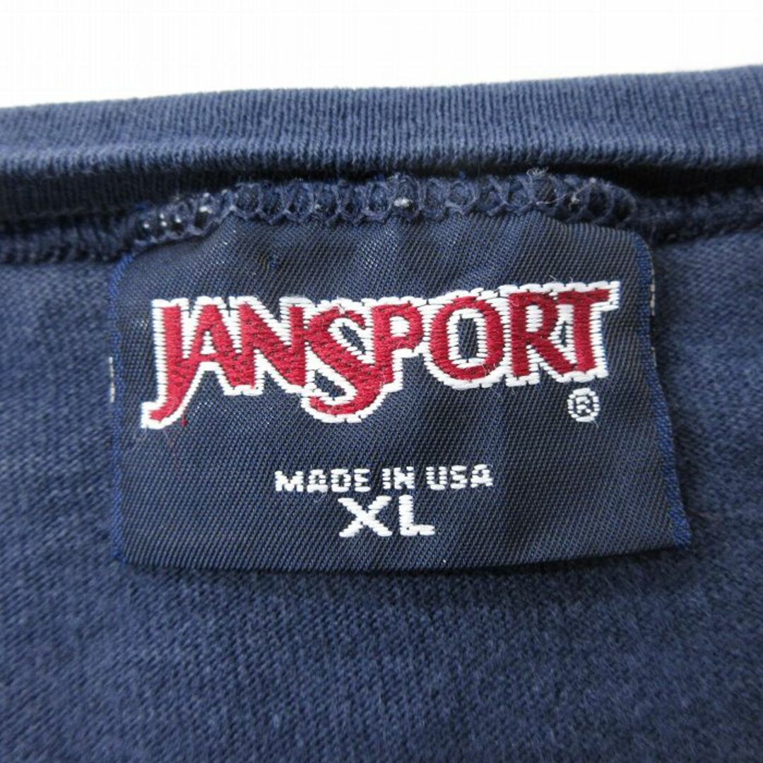 JANSPORT(ジャンスポーツ)のXL★古着 ジャンスポーツ 長袖 ビンテージ Tシャツ メンズ 90年代 90s ダンビル カレッジ 大きいサイズ コットン クルーネック USA製 紺 ネイビー 【spe】 24jan19 中古 メンズのトップス(Tシャツ/カットソー(半袖/袖なし))の商品写真