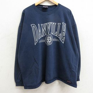 ジャンスポーツ(JANSPORT)のXL★古着 ジャンスポーツ 長袖 ビンテージ Tシャツ メンズ 90年代 90s ダンビル カレッジ 大きいサイズ コットン クルーネック USA製 紺 ネイビー 【spe】 24jan19 中古(Tシャツ/カットソー(半袖/袖なし))