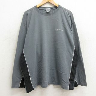 リーボック(Reebok)のXL★古着 リーボック REEBOK 長袖 ビンテージ Tシャツ メンズ 00年代 00s ワンポイントロゴ 大きいサイズ コットン クルーネック グレー他 24jan19 中古(Tシャツ/カットソー(半袖/袖なし))