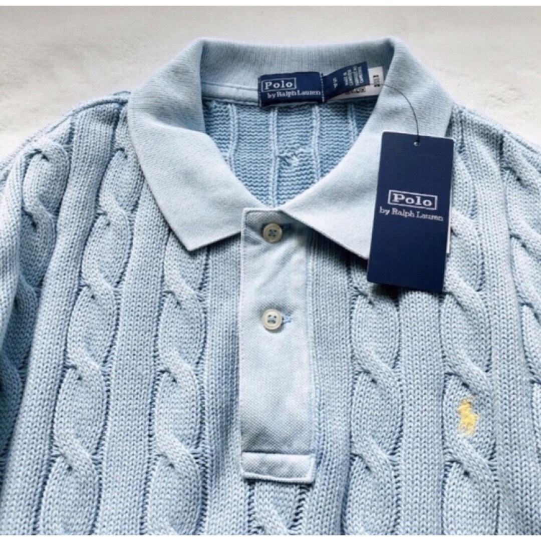 POLO RALPH LAUREN(ポロラルフローレン)の新品　RALPH LAUREN ラルフローレン　ケーブル　ニット　ブルー　S レディースのトップス(ニット/セーター)の商品写真