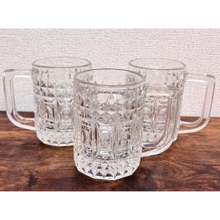 ガラス細工　ジョッキ　ビールジョッキ　ビールグラス　3個(アルコールグッズ)