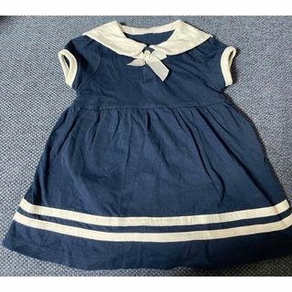 セーラー服風 カバーオール 70 ロンパース 女の子服 ネイビー