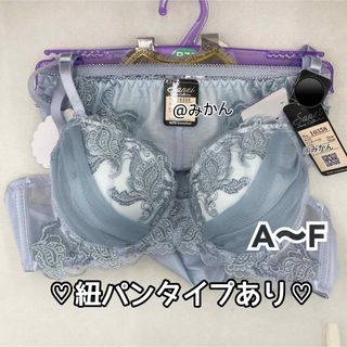 シックシフォンボタニカルブラショーツセット(ブルー)(ブラ&ショーツセット)