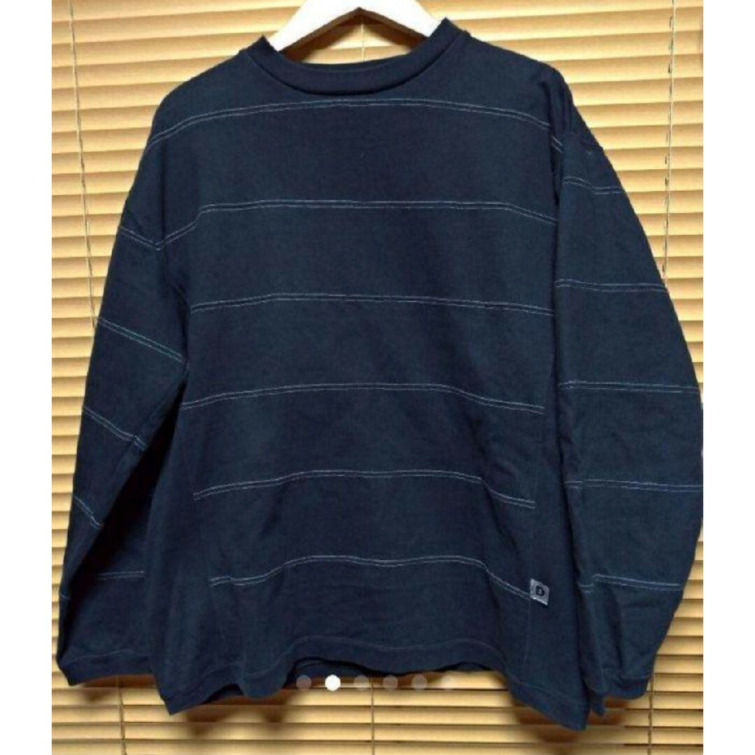 DISCUS(ディスカス)の古着　DISCUS　ボーダーカットソー　Mサイズ　BLACK メンズのトップス(Tシャツ/カットソー(七分/長袖))の商品写真