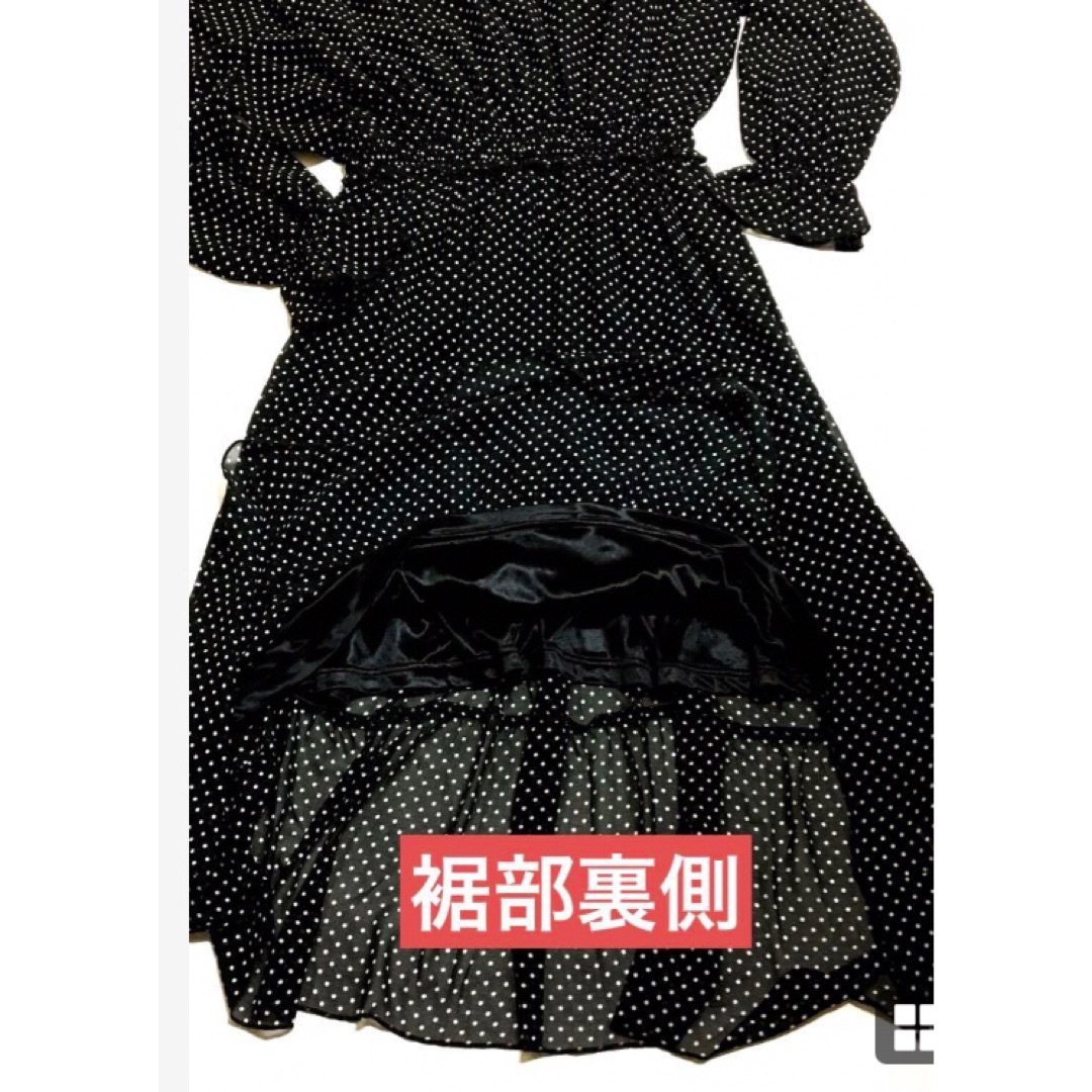 gleam(グリーム)の⚫️お値下げ‼️【新品】❤️黒地ドット⭐️ロングワンピース‼️ レディースのワンピース(ロングワンピース/マキシワンピース)の商品写真