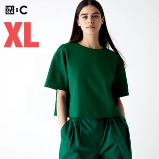 ユニクロ(UNIQLO)の新品　ユニクロ　クレープジャージーt サイズXL グリーン(Tシャツ(半袖/袖なし))