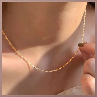 ウォーターウェーブチェーン 18K ネックレス ゴールドジュエリー アクセサリー(ネックレス)