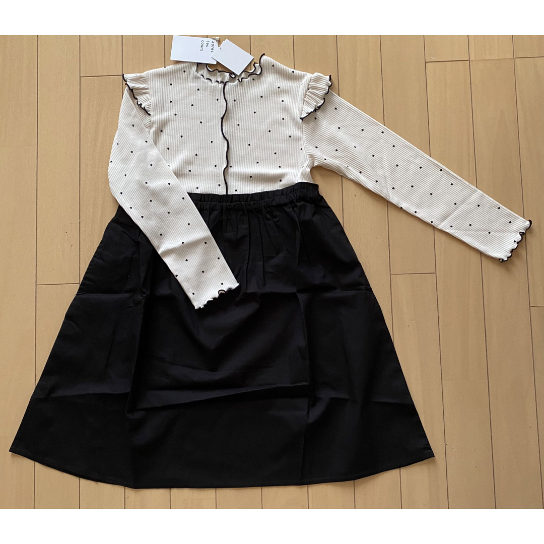 apres les cours(アプレレクール)のアプレレクール メローフリルドッキングワンピース 130 キッズ/ベビー/マタニティのキッズ服女の子用(90cm~)(ワンピース)の商品写真