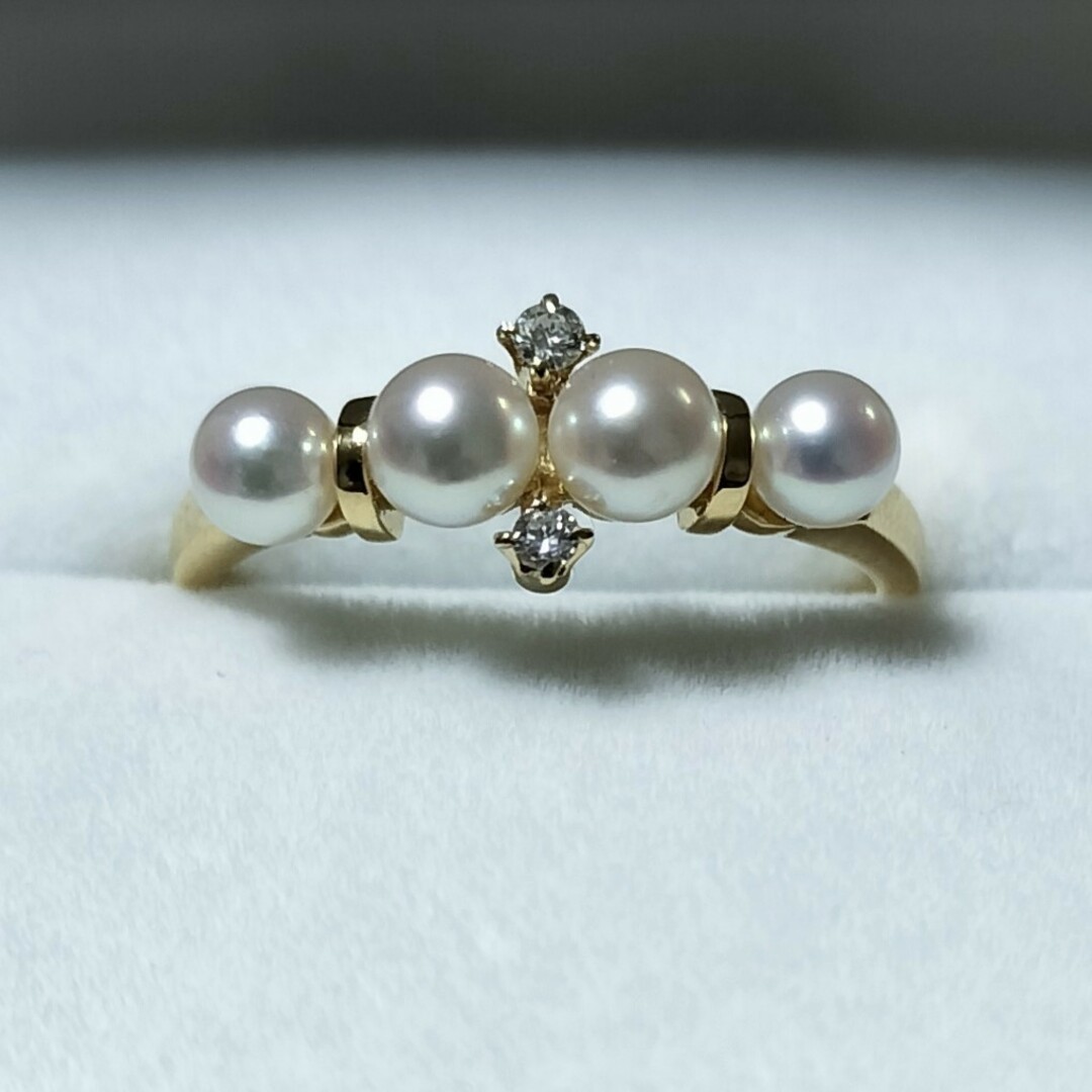 MIKIMOTO(ミキモト)のミキモト ダイヤモンド×ベビーパール リング K18YG 2.1g レディースのアクセサリー(リング(指輪))の商品写真