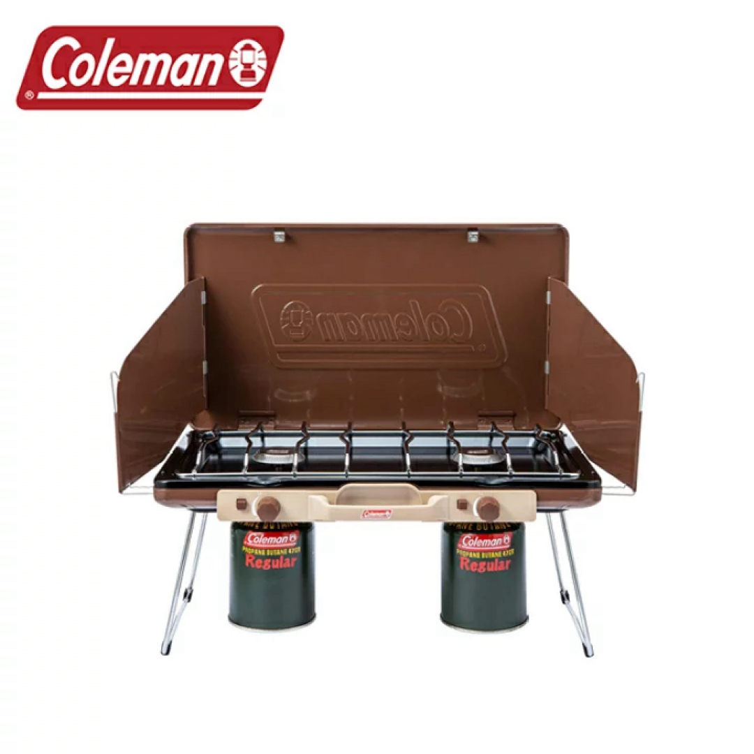 Coleman(コールマン)のコールマン パワーハウス LP ツーバーナーストーブII バターナッツセット スポーツ/アウトドアのアウトドア(ストーブ/コンロ)の商品写真