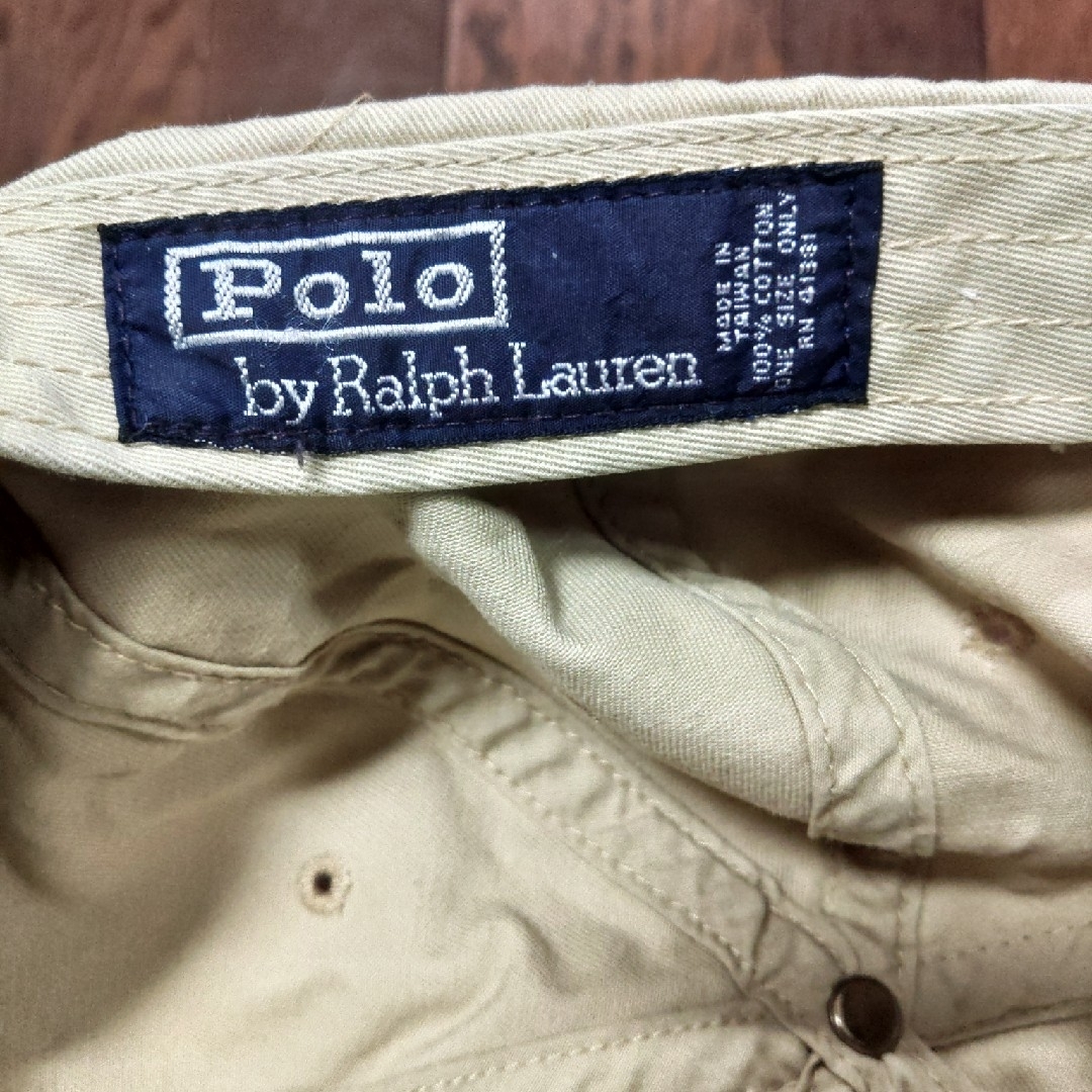 POLO RALPH LAUREN(ポロラルフローレン)のPOLO RALPH LAUREN　キャップ　ベージュ　緑　深緑　古着 メンズの帽子(キャップ)の商品写真