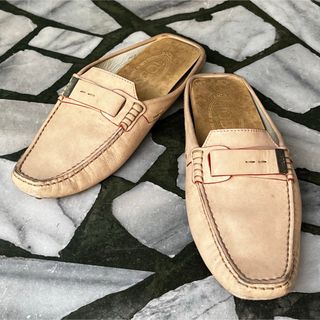 トッズ(TOD'S)の🇮🇹TOD’S；【Used】レザースリッポン Size 37 1/2 ナチュラル(スリッポン/モカシン)