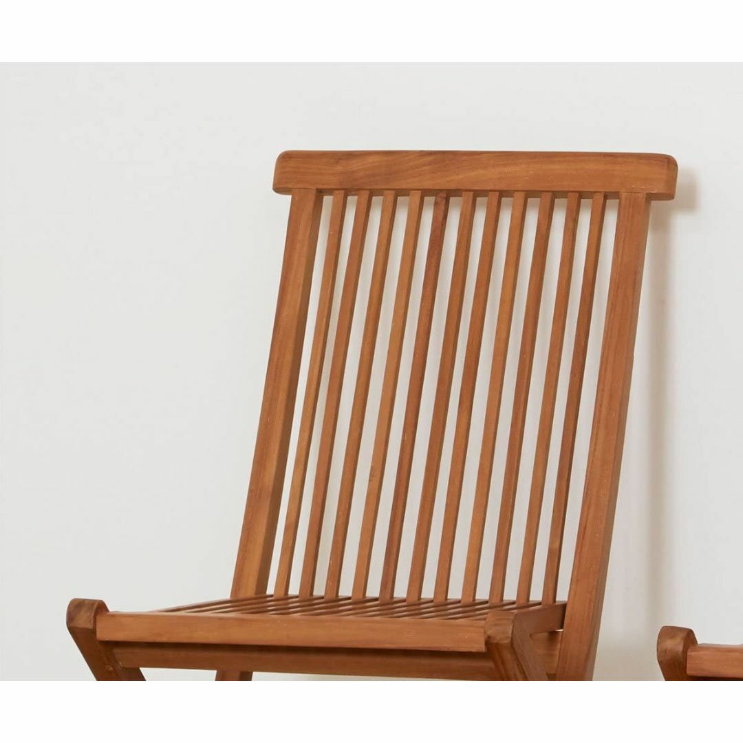 【2脚セット】天然木チーク材 折りたたみチェア ガーデン カントリー   インテリア/住まい/日用品の椅子/チェア(折り畳みイス)の商品写真